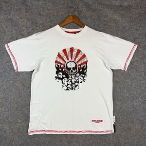 Vintage Y2K Pepe Jeans London Shirt Mens Large Embroidered Skull Flames Graphic